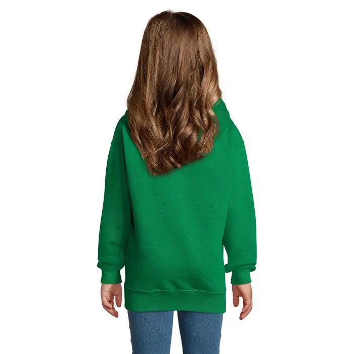 Pulover cu gluga slam kids pentru copii de culoare verde vibrant cu maneci lungi si tivuri cu nervuri