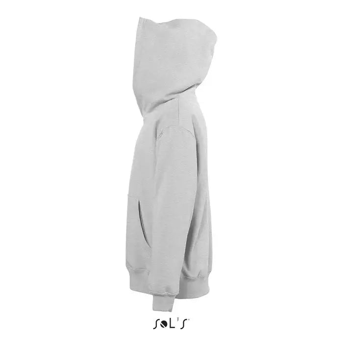 Pulover cu gluga SLAM kids gri deschis din material moale cu buzunare frontale si design clasic