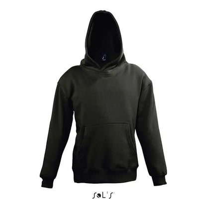 Pulover cu gluga slam kids negru cu buzunar frontal si maneci cu mansete ribbed din bumbac pentru copii