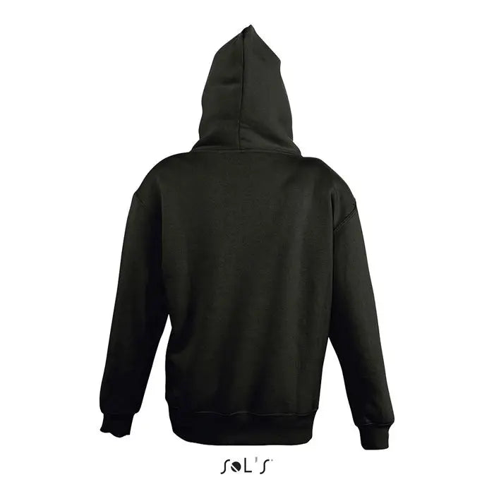 Pulover cu gluga slam kids negru cu material moale, texturat si mansete si tiv striate