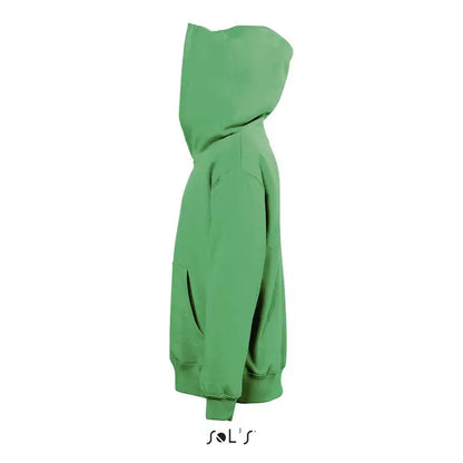 Pulover cu gluga slam kids verde solid cu design clasic si manecute bordurate din material textil moale