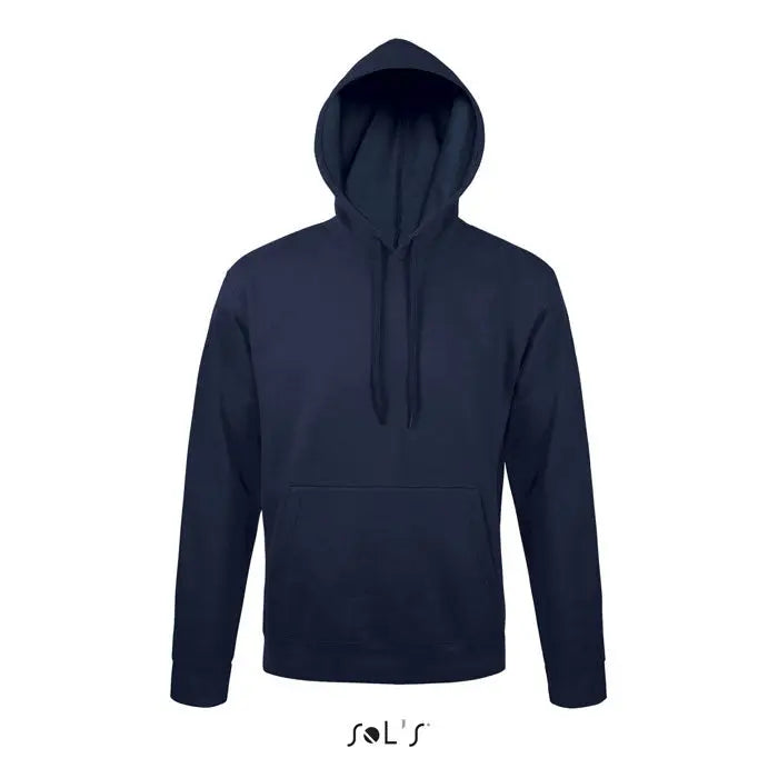 Pulover cu gluga snake navy blue cu buzunar frontal si snururi, din material confortabil si calitativ