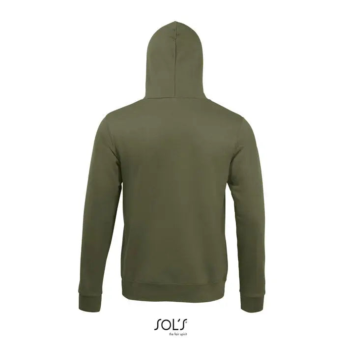 Pulover cu gluga snake olive verde din material moale texturat cu mansete tricotate ribbed