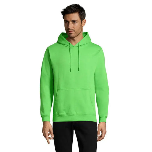 Pulover cu gluga snake verde aprins cu buzunar frontal si snururi din material moale pentru uz casual
