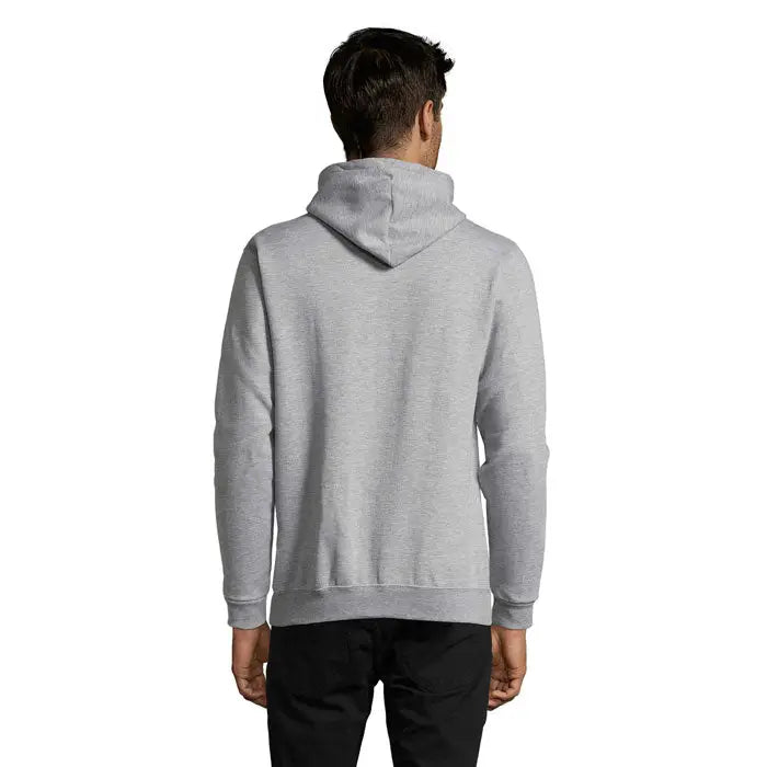Pulover cu gluga SNAKE heather gri din tesatura moale si texturata cu maneci cu mansete tricotate