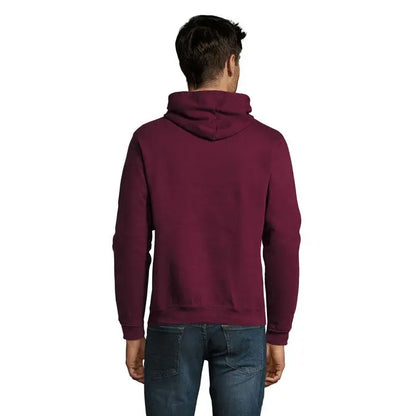 Pulover cu gluga snake maro cu textura moale fleece si mansete striate