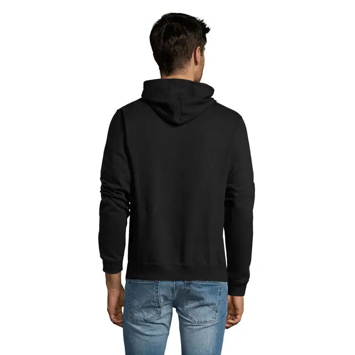 Pulover cu gluga snake negru din material moale si neted cu design clasic pentru uz zilnic