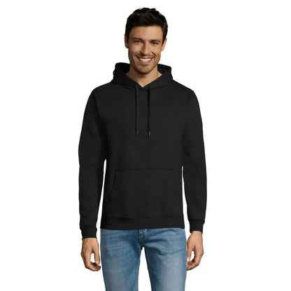 Pulover cu gluga snake negru cu buzunar frontal si snururi ideal pentru tinute casual si confortabile