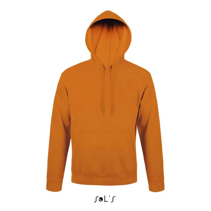 Pulover cu gluga snake solid portocaliu cu buzunar frontal si snururi ajustabile potrivit pentru utilizare casual
