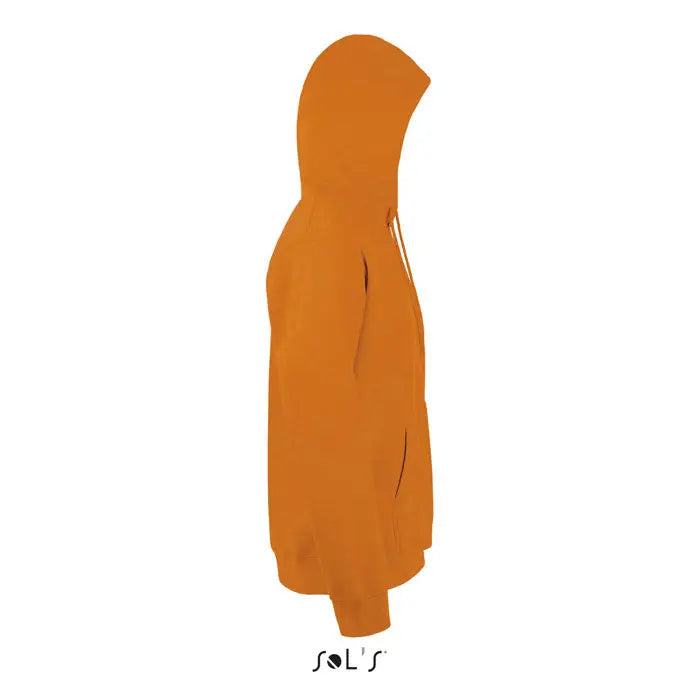 Pulover cu gluga snake solid portocaliu cu snur si buzunare frontale, potrivit pentru tinute casual