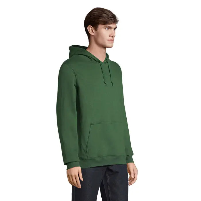 Pulover cu gluga snake verde padure solid cu maneci lungi buzunar frontal si snururi asortate