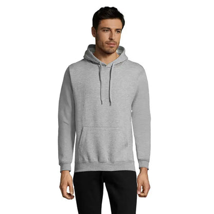 Pulover cu gluga snake heather gri cu buzunar kangaroo frontal si snururi asortate