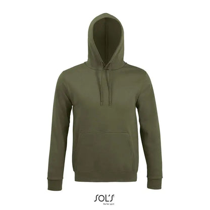 Pulover cu gluga snake verde olive cu buzunar frontal si snururi ideal pentru tinute casual