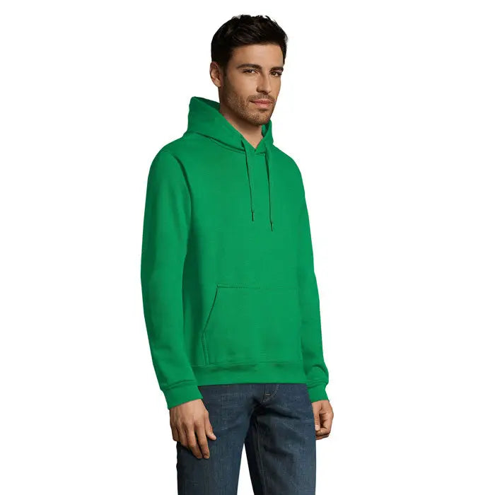 Pulover cu glugă snake verde vibrant cu buzunar frontal și șnururi asortate din material confortabil