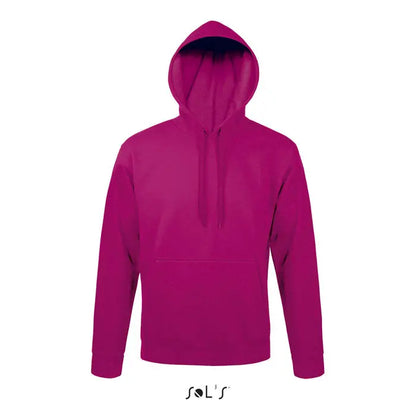 Pulover cu gluga snake vibrant magenta cu buzunar frontal si snururi asortate din material confortabil