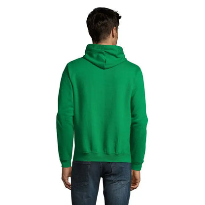 Pulover cu gluga SNAKE verde vibrant fabricat din material moale si neted cu maneci reiate riburate
