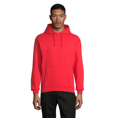 Pulover cu gluga unisex condor rosie cu buzunar frontal si snururi asortate pentru confort si stil casual