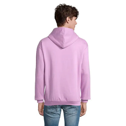 Pulover cu gluga unisex condor lavanda moale cu croiala lejera si mansete finisate din material tricotat