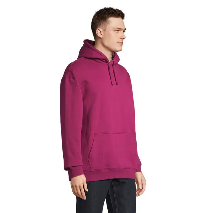 Pulover cu gluga unisex condor, solid magenta, cu buzunar frontal si snururi ajustabile