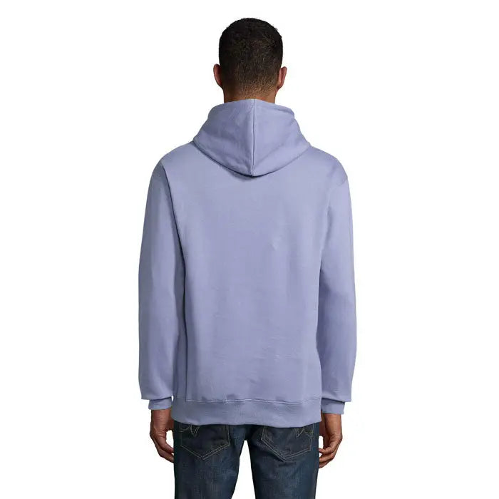 Pulover cu gluga unisex condor mov lavanda, cu croiala lejera si maneci cu mansete striate