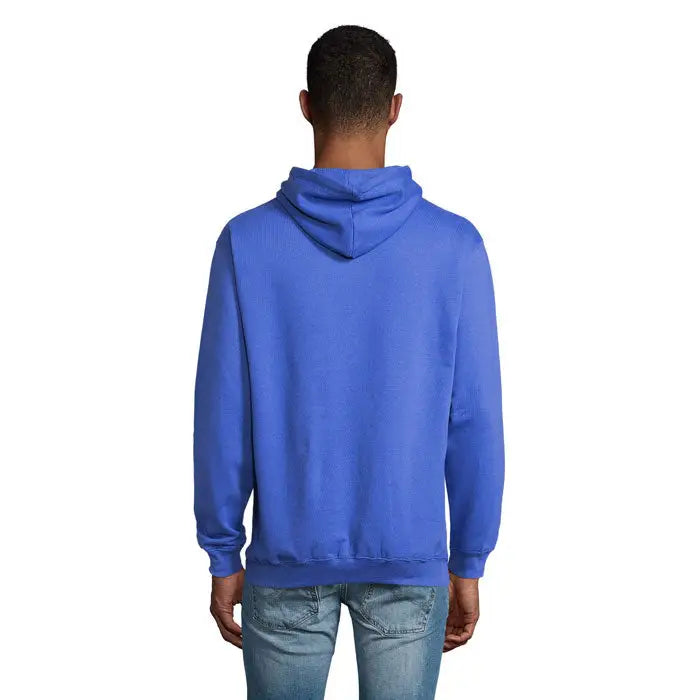 Pulover cu gluga unisex condor royal albastru vibrant cu textura moale si striata design clasic