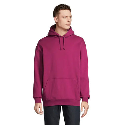 Pulover cu gluga unisex condor magenta solid cu buzunar frontal si snururi la gluga