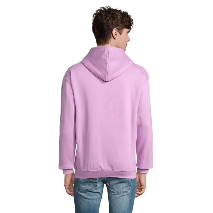 Pulover cu gluga unisex condor lavanda deschis cu croiala lejeră și mansete riburate