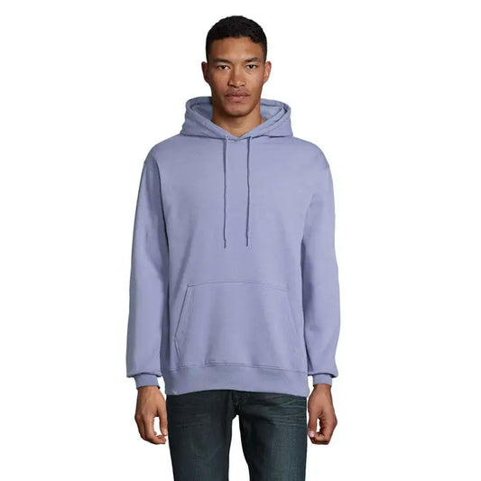 Pulover cu gluga unisex condor din bumbac simplu lavanda cu buzunar frontal si snur ajustabil