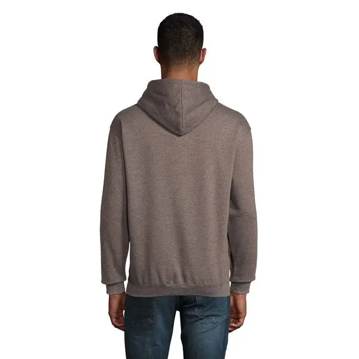 Pulover cu gluga unisex condor heather gri din material texturat moale cu mansete tiv ribbate