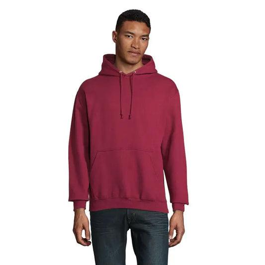 Pulover cu gluga unisex condor maro cu buzunar frontal si snur reglabil din material confortabil