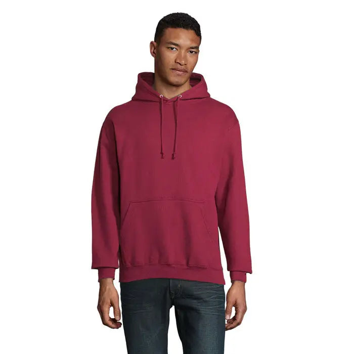 Pulover cu gluga unisex condor in culoare marsala cu buzunar frontal si snur reglabil