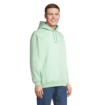 Pulover cu gluga unisex condor mint verde deschis cu snur asortat si buzunar frontal din material moale