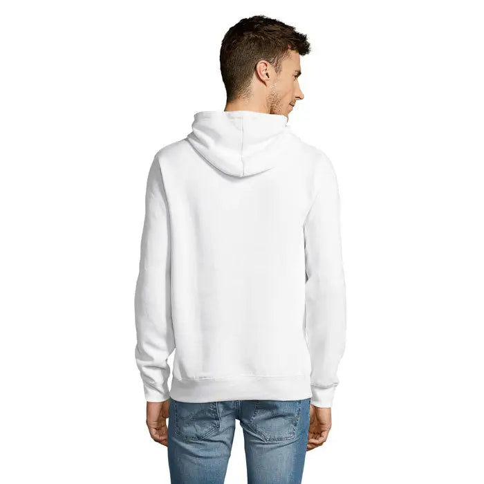 Pulover cu gluga unisex slam alb din material moale si fin cu design clasic