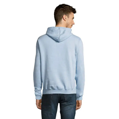 Pulover cu gluga unisex SLAM albastru deschis cu croiala casual moale si maneci cu mansete reiate