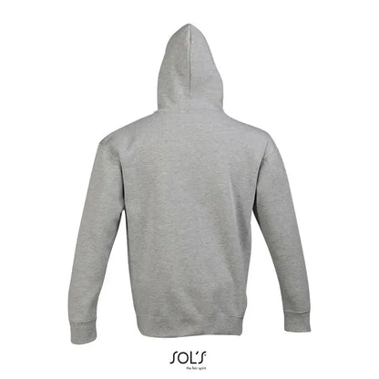 Pulover cu gluga unisex slam gri deschis melanj cu design clasic simplu si maneci cu mansete striate