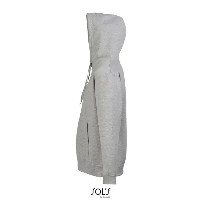 Pulover cu gluga unisex slam gri melanj cu snur si buzunare laterale din material moale