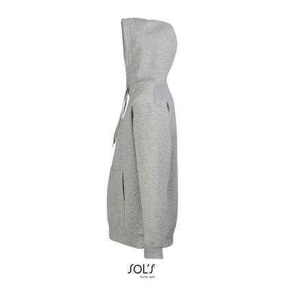 Pulover cu gluga unisex slam gri melanj cu snur si buzunare laterale din material moale