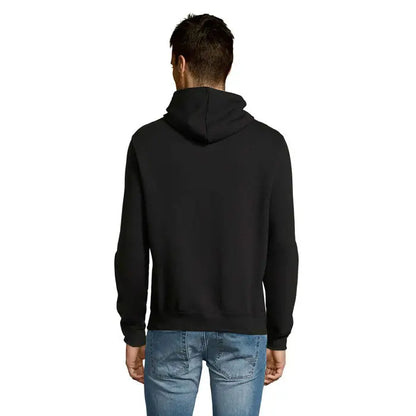 Pulover cu gluga unisex slam negru din material moale si neted cu design clasic