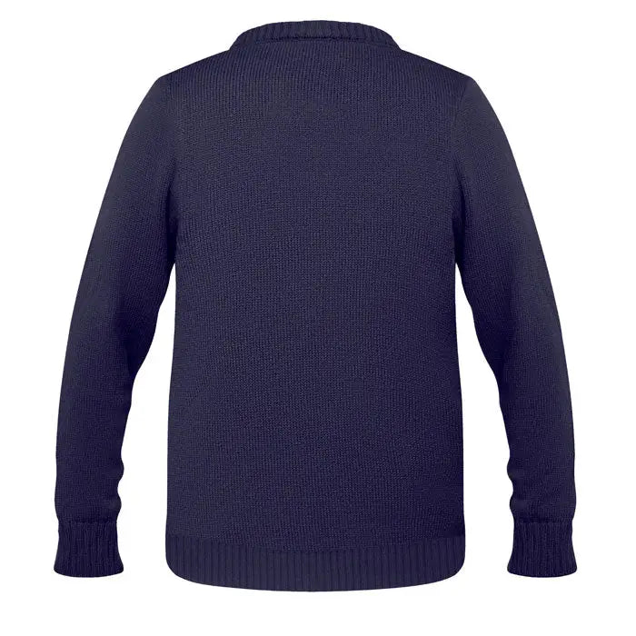Pulover de craciun navy blue din tricot cu nervuri, guler rotund si maneci lungi, marime l/xl