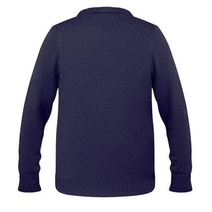 Pulover de craciun navy blue din tricot cu nervuri, guler rotund si maneci lungi, marime l/xl