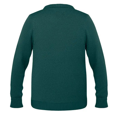 Pulover de craciun l xl verde închis din tricot cu model reiat mâneci lungi și guler rotund clasic