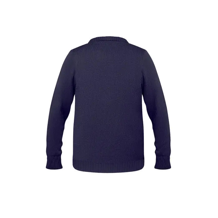 Pulover de craciun bleumarin din tricot cu dungi si guler rotund cu maneci lungi s m