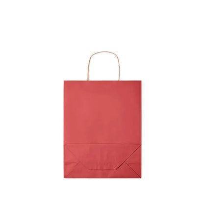 Punga de hartie cadou medie rosie cu maner din sfoara naturala 90 gr/m² pentru cadouri