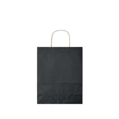 Punga de hartie cadou medie neagra cu maner din sfoara naturala 90 gr pe mp pentru ambalare cadouri