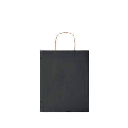 Punga de hartie cadou medie neagra cu maner din sfoara naturala 90 gr/m2 pentru cumparaturi sau cadouri