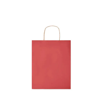 Punga de hartie cadou medie rosie cu maner rasucit din sfoara 90 gr/m² pentru ambalare cadouri