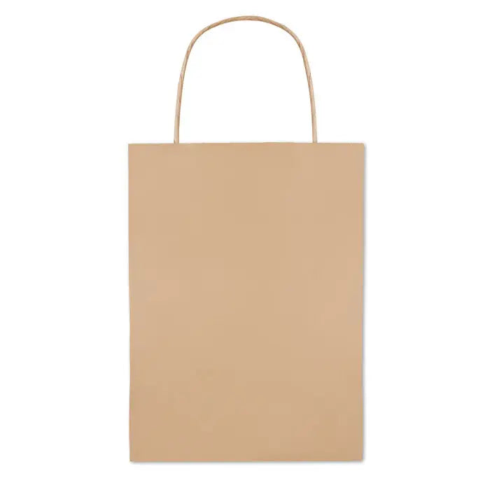 Punga de hartie cadou mica 150 gr m² simpla kraft cu maner impletit din sfoara pentru cumparaturi