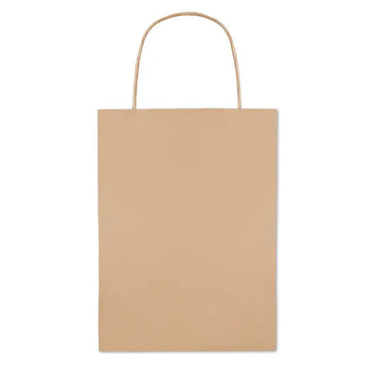 Punga de hartie cadou mica 150 gr m² simpla kraft cu maner impletit din sfoara pentru cumparaturi