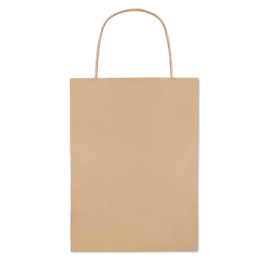 Punga de hartie cadou mica 150 gr m² simpla kraft cu maner impletit din sfoara pentru cumparaturi