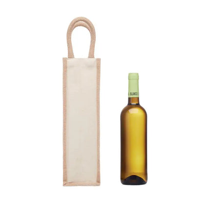 Punga de vin de iuta bej cu maner in bucla pentru o sticla